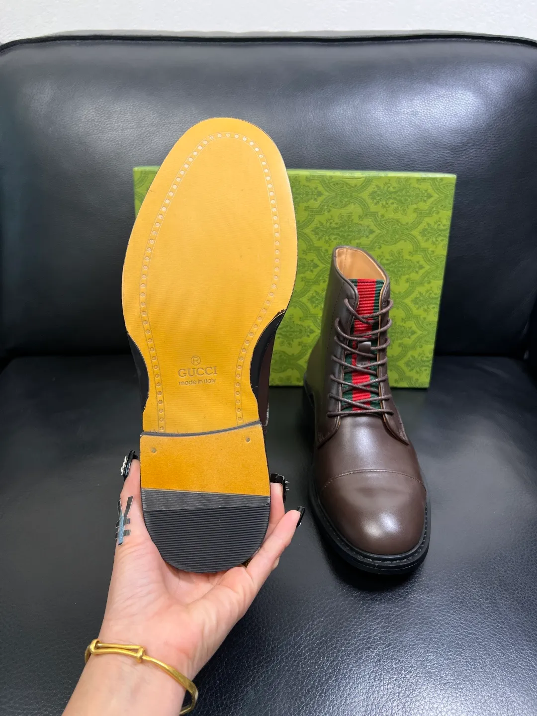 Men's shoes 💰900 Gucci High-quality top crafts Gucci Leather shoes and boots high-top series counter synchronization Original factory configuration, original cowhide imported from Italy, imported water-dyed cow lining, soles: original factory special supply original sole super comfortable, original factory and single goods High quality, welcome to compare and synchronization at the counter, code number 39-44 (customized 45)
